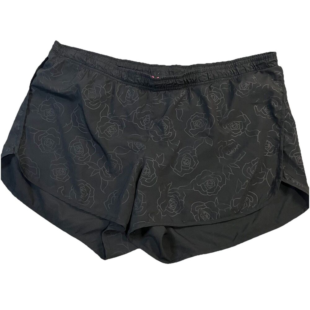 Old Navy Active Black Floral Rose Pull On Athletic Shorts Drawstring Womens XL